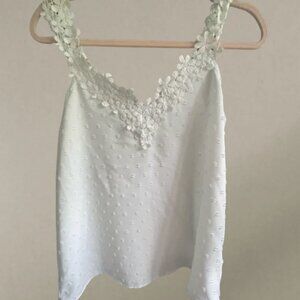 vintage white detailed textured white tank